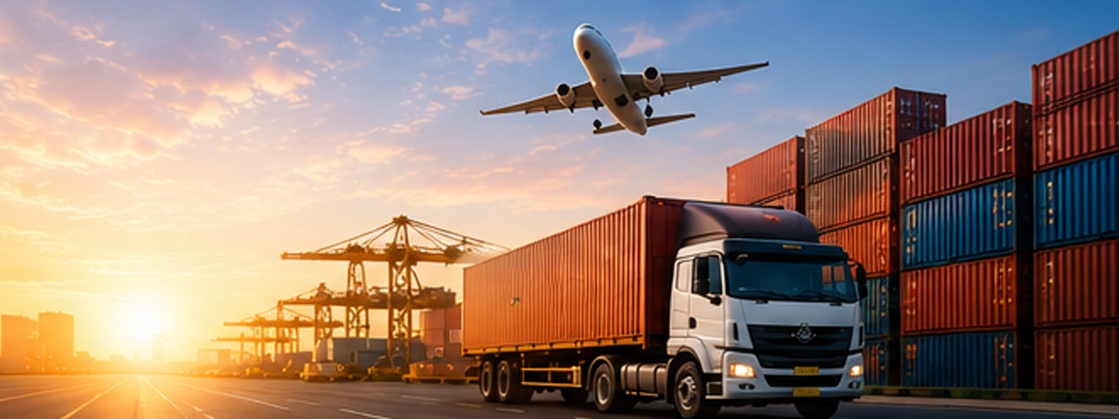 Neutrino presence in the region — freight truck, cargo plane, and port