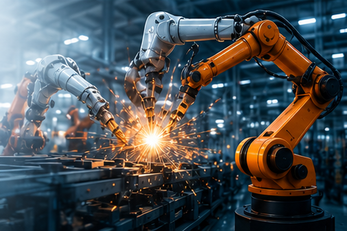 Manufacturing — robotic welding arms on the production line