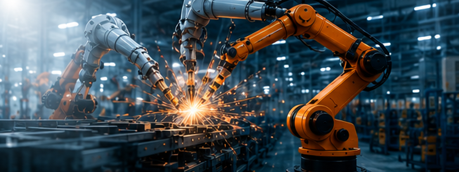 Neutrino presence in the region — robotic welding arms